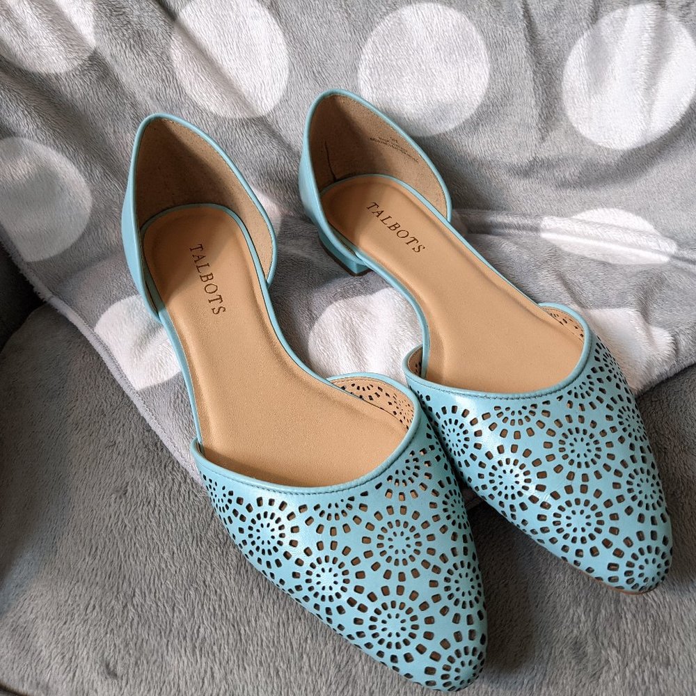 Talbots Edison Vachetta Perforated Flats Womens size 9 NWT